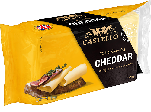 Castello® Artfully Authentic Cheddar -juustoa tai Arla Tolkuton cheddar -juustoa